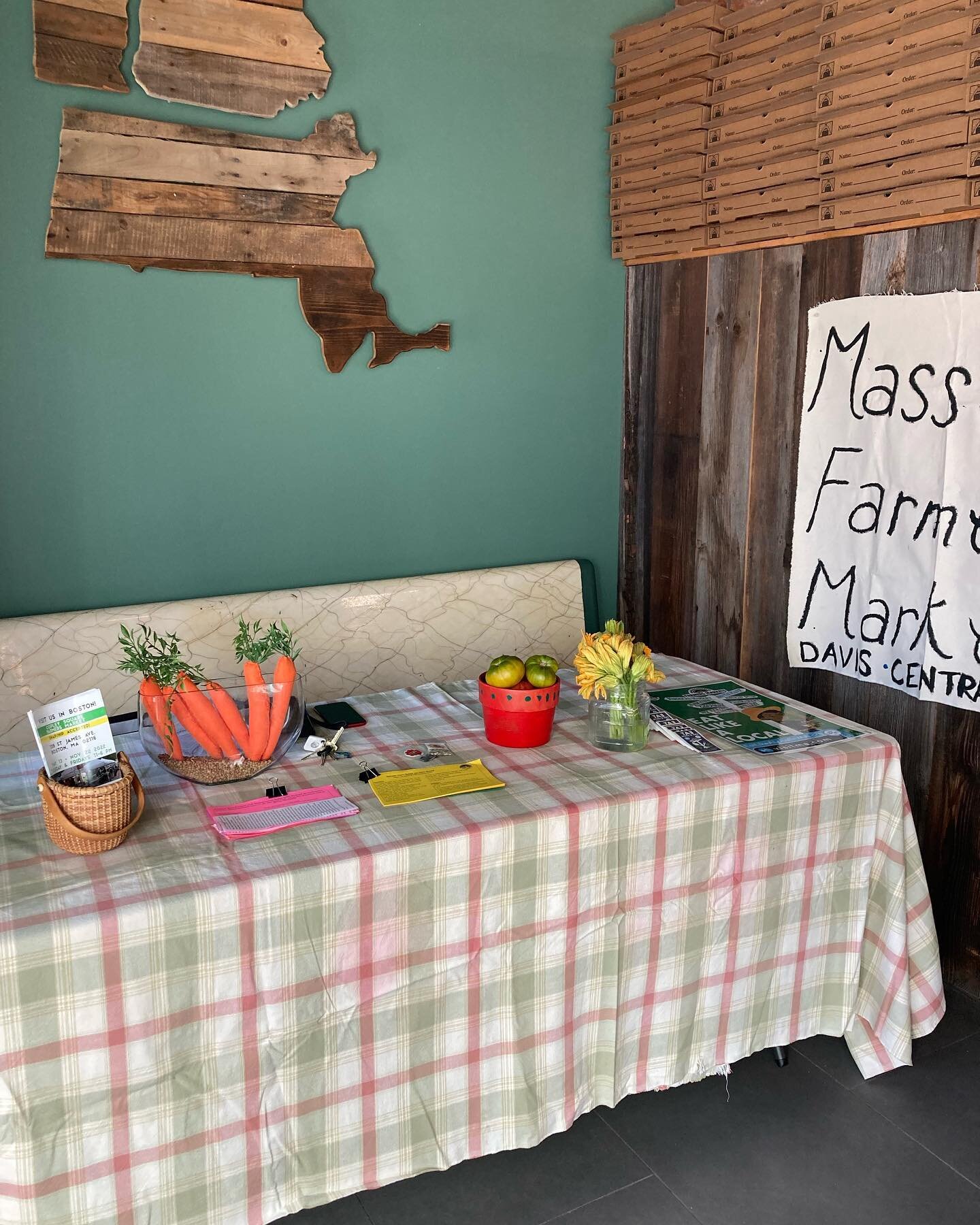 It's National Farmers Market Week and we are getting set up for our benefit bake tonight at @americanflatbreadbrighton &mdash; a portion of all sales will go toward supporting our nonprofit @massfarmersmarkets which runs three farmers markets in and 